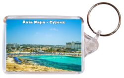 Ayia Napa - Cyprus - Double Sided Large Keyring Key Fob Chain Ring Gift Present Souvenir C1
