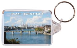 Basel - Switzerland - Double Sided Large Keyring Key Fob Chain Ring Gift Present Souvenir S4