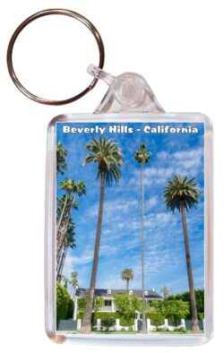 Beverly Hills - California - USA - Double Sided Large Keyring Key Fob Chain Ring Gift Present Souvenir US1