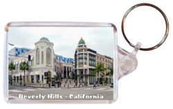 Beverly Hills - California - USA - Double Sided Large Keyring Key Fob Chain Ring Gift Present Souvenir US2
