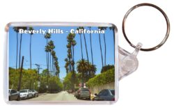 Beverly Hills - California - USA - Double Sided Large Keyring Key Fob Chain Ring Gift Present Souvenir US3