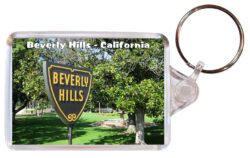 Beverly Hills - California - USA - Double Sided Large Keyring Key Fob Chain Ring Gift Present Souvenir US4