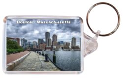 Boston - Massachusetts - USA - Double Sided Large Keyring Key Fob Chain Ring Gift Present Souvenir US1