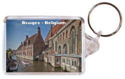 Bruges - Belgium - Double Sided Large Keyring Key Fob Chain Ring Gift Present Souvenir B6