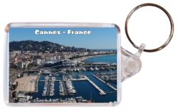 Cannes - France - Double Sided Large Keyring Key Fob Chain Ring Gift Present Souvenir F5