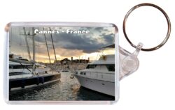 Cannes - France - Double Sided Large Keyring Key Fob Chain Ring Gift Present Souvenir F6