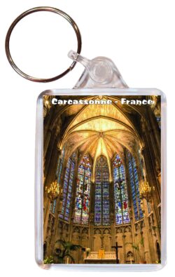 Carcassonne - France - Double Sided Large Keyring Key Fob Chain Ring Gift Present Souvenir F5