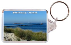 Cherbourg - France - Double Sided Large Keyring Key Fob Chain Ring Gift Present Souvenir F3