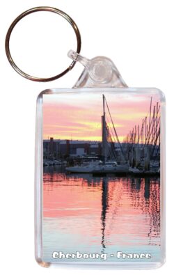 Cherbourg - France - Double Sided Large Keyring Key Fob Chain Ring Gift Present Souvenir F4