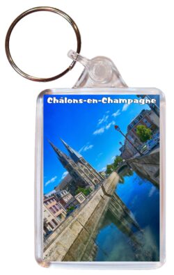 Chalons en Champagne - France - Double Sided Large Keyring Key Fob Chain Ring Gift Present Souvenir F1