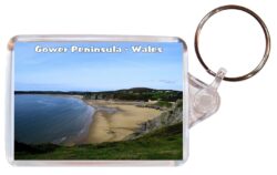 Gower Beach - Wales - Double Sided Large Keyring Key Fob Chain Ring Gift Present Souvenir W1