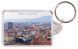 Graz - Austria - Double Sided Large Keyring Key Fob Chain Ring Gift Present Souvenir A6