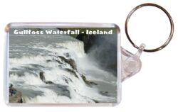 Gullfoss Waterfall - Iceland - Double Sided Large Keyring Key Fob Chain Ring Gift Present Souvenir I4