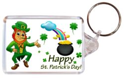 Happy St Patrick's Day - Double Sided Large Keyring Key Fob Chain Ring Gift Present Souvenir M3