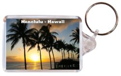 Honolulu - Hawaii - USA - Double Sided Large Keyring Key Fob Chain Ring Gift Present Souvenir US2
