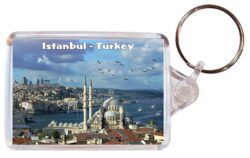 Istanbul - Turkey - Double Sided Large Keyring Key Fob Chain Ring Gift Present Souvenir T4