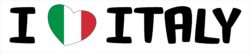 I Love Italy - Car Bumper Laptop Window Decal Sticker Heart Flag