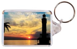 Izmir - Turkey - Double Sided Large Keyring Key Fob Chain Ring Gift Present Souvenir T3