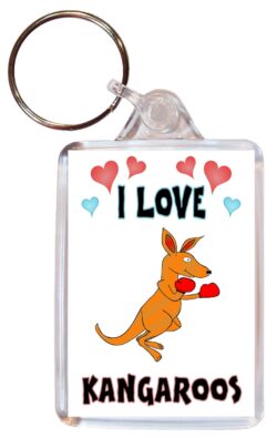I Love Kangaroos - Double Sided Large Keyring Key Fob Chain Ring Name Tag Gift Present Souvenir