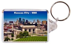 Kansas City - USA - Double Sided Large Keyring Key Fob Chain Ring Gift Present Souvenir US3