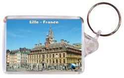 Lille - France - Double Sided Large Keyring Key Fob Chain Ring Gift Present Souvenir F10