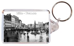 Lille - France - Double Sided Large Keyring Key Fob Chain Ring Gift Present Souvenir F6