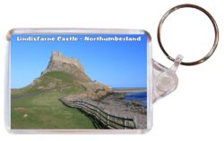 Lindisdfarne Castle - Northumberland - Double Sided Large Keyring Key Fob Chain Ring Gift Present Souvenir E1
