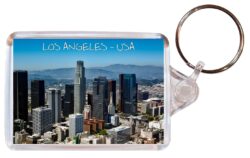 Los Angeles - California - USA - Double Sided Large Keyring Key Fob Chain Ring Gift Present Souvenir US5