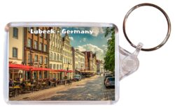Lubceck - Germany - Double Sided Large Keyring Key Fob Chain Ring Gift Present Souvenir G3