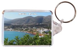 Malia - Crete - Greece - Double Sided Large Keyring Key Fob Chain Ring Gift Present Souvenir G1