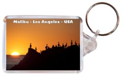 Malibu - Los Angeles - California - USA - Double Sided Large Keyring Key Fob Chain Ring Gift Present Souvenir US3