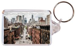 Manhattan - New York - USA - Double Sided Large Keyring Key Fob Chain Ring Gift Present Souvenir US3