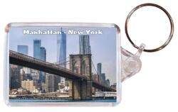Manhattan - New York - USA - Double Sided Large Keyring Key Fob Chain Ring Gift Present Souvenir US4