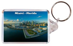 Miami - Florida - USA - Double Sided Large Keyring Key Fob Chain Ring Gift Present Souvenir US6
