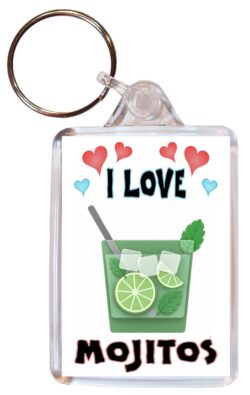 I Love Mojito/Mojitos - Double Sided Large Keyring Key Fob Chain Ring Name Tag Gift Present So