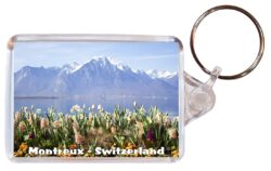 Montreux - Switzerland - Double Sided Large Keyring Key Fob Chain Ring Gift Present Souvenir S3
