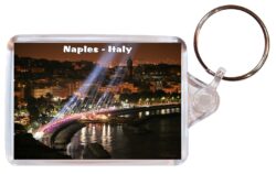 Naples - Italy - Double Sided Large Keyring Key Fob Chain Ring Gift Present Souvenir S6