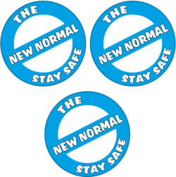 3 PACK - The New Normal - 59mm Badge/Badges Quote Stay Safe Virus Health