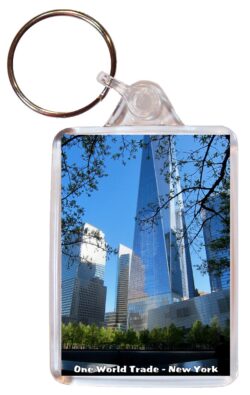 One World Trade Center - New York - USA - Double Sided Large Keyring Key Fob Chain Ring Gift Present Souvenir US4