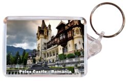 Peles Castle - Romania - Double Sided Large Keyring Key Fob Chain Ring Gift Present Souvenir S2