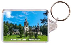 Peles Castle - Romania - Double Sided Large Keyring Key Fob Chain Ring Gift Present Souvenir S4