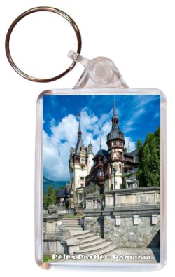 Peles Castle - Romania - Double Sided Large Keyring Key Fob Chain Ring Gift Present Souvenir S5