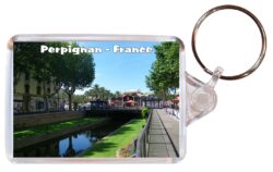 Perpignan - France - Double Sided Large Keyring Key Fob Chain Ring Gift Present Souvenir F4