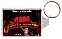 Reno - Nevada - USA - Double Sided Large Keyring Key Fob Chain Ring Gift Present Souvenir US1