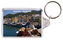 Samos - Crete - Greece - Double Sided Large Keyring Key Fob Chain Ring Gift Present Souvenir G3