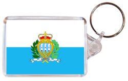 San Marino Flag - Double Sided Large Keyring Key Fob Chain Ring Gift Present Souvenir S4