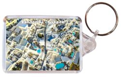 Santorini - Greece - Double Sided Large Keyring Key Fob Chain Ring Gift Present Souvenir G10