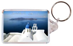 Santorini - Greece - Double Sided Large Keyring Key Fob Chain Ring Gift Present Souvenir G8