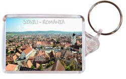 Sibiu - Romania - Double Sided Large Keyring Key Fob Chain Ring Gift Present Souvenir S1