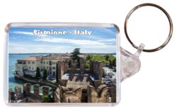 Sirmoine - Italy - Double Sided Large Keyring Key Fob Chain Ring Gift Present Souvenir S2